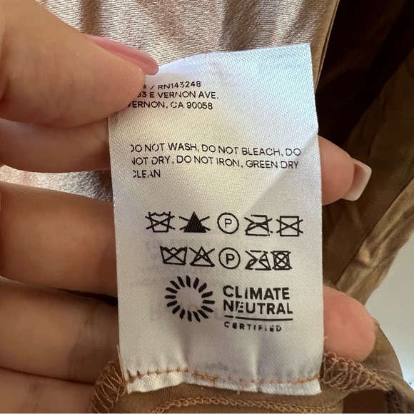 reformation Jeany Silk Dress CROISSANT size L C0 - Picture 10 of 10